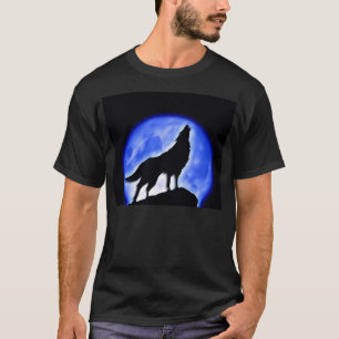Wolf Howling auf dem Mond T-Shirt