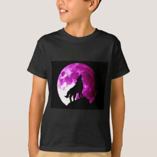 Wolf Howling auf dem Mond T-Shirt