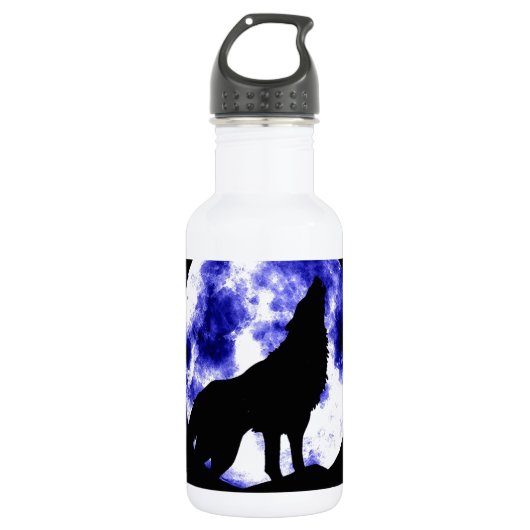 Wolf Howling auf dem Mond Trinkflasche (Vorderseite)