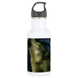 Wolf Howling auf dem Mond Trinkflasche