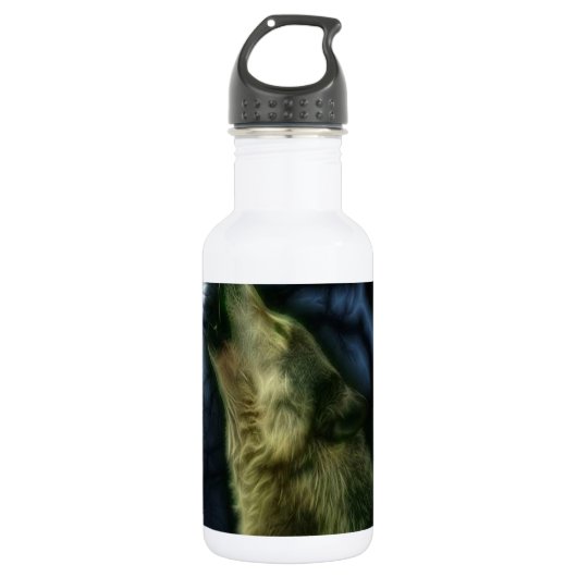 Wolf Howling auf dem Mond Trinkflasche (Vorderseite)
