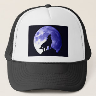 Wolf Howling auf dem Mond Truckerkappe