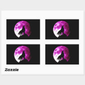 Wolf Howling auf dem Moon Rectangle Sticker (Blatt)