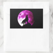 Wolf Howling auf dem Moon Rectangle Sticker (Tasche)