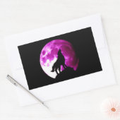 Wolf Howling auf dem Moon Rectangle Sticker (Umschlag)