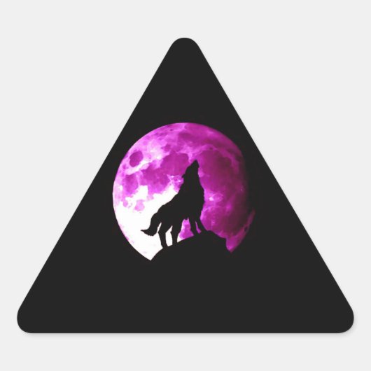 Wolf Howling auf dem Moon Triangle Sticker (Vorderseite)