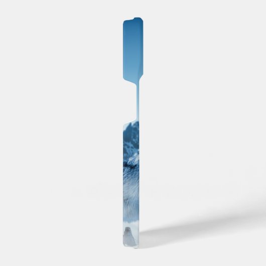 Wolf Howling auf einem Schneeberg im Winter iPhone Hülle (Rechte Seite)