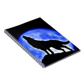Wolf Howling bei Blue Moon Notebook Notizblock (Rechte Seite)