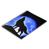 Wolf Howling bei Blue Moon Notebook Notizblock (Linke Seite)
