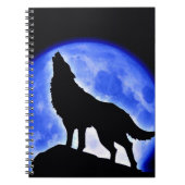 Wolf Howling bei Blue Moon Notebook Notizblock (Vorderseite)