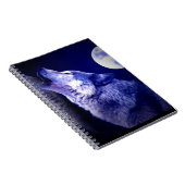 Wolf Howling bei Blue Moon Notebook Notizblock (Rechte Seite)