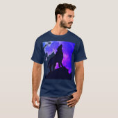 Wolf Howling bei Moon Blue T-Shirt (Vorne ganz)