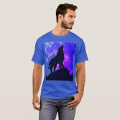 Wolf Howling bei Moon Blue T-Shirt (Vorne ganz)