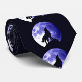 Wolf Howling bei Moon Custom Krawatte (Gerollt)