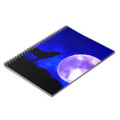 Wolf Howling bei Moon in Blue Night Notebook Notizblock (Linke Seite)