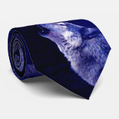 Wolf Howling bei Moon Neck Tie Krawatte (Gerollt)