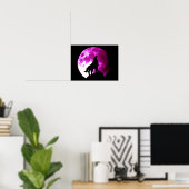 Wolf Howling bei Moon Poster Print (Heimbüro)