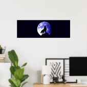 Wolf Howling bei Moon Poster Print Wild Animal Art (Heimbüro)