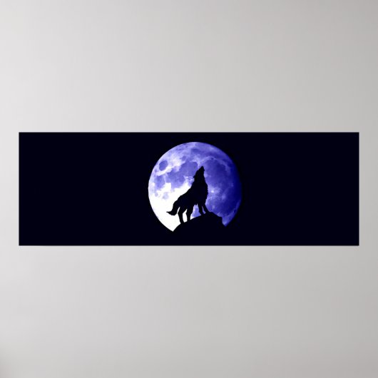 Wolf Howling bei Moon Poster Print Wild Animal Art (Vorne)