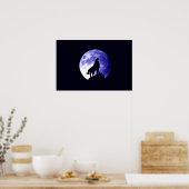 Wolf Howling bei Moon Poster Print - Wolf Poster (Küche)