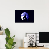 Wolf Howling bei Moon Poster Print - Wolf Poster (Heimbüro)