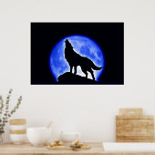 Wolf Howling bei Moon Poster Print - Wolf Poster (Küche)