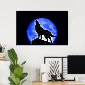 Wolf Howling bei Moon Poster Print - Wolf Poster (Heimbüro)