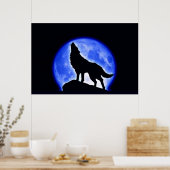Wolf Howling bei Moon Poster Print - Wolf Poster (Küche)