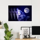 Wolf Howling bei Moon Poster Print - Wolf Poster (Heimbüro)