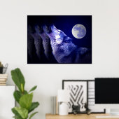 Wolf Howling bei Moon Poster Print - Wolf Poster (Heimbüro)