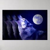 Wolf Howling bei Moon Poster Print - Wolf Poster (Vorne)