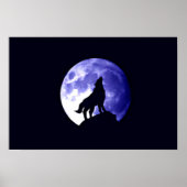 Wolf Howling bei Moon Poster Print - Wolf Poster (Vorne)