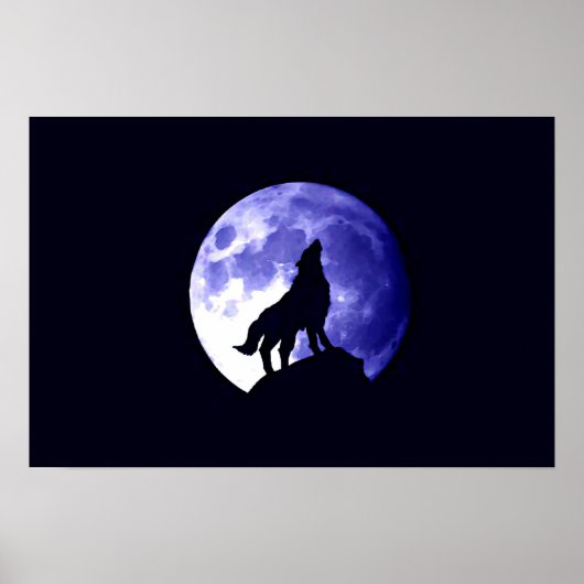 Wolf Howling bei Moon Poster Print - Wolf Poster (Vorne)