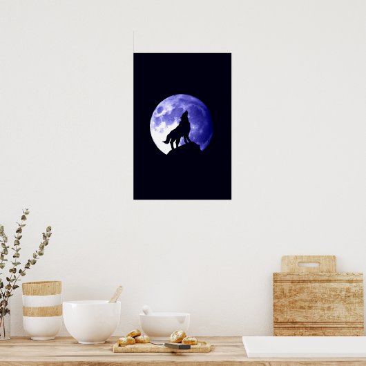Wolf Howling bei Moon Poster Print - Wolf Poster (Küche)