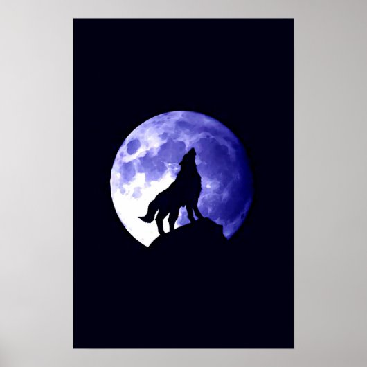 Wolf Howling bei Moon Poster Print - Wolf Poster (Vorne)