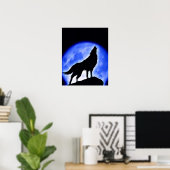 Wolf Howling bei Moon Poster Print - Wolf Poster (Heimbüro)