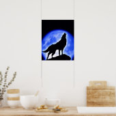 Wolf Howling bei Moon Poster Print - Wolf Poster (Küche)