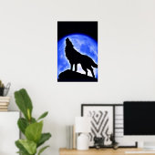 Wolf Howling bei Moon Poster Print - Wolf Poster (Heimbüro)