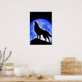Wolf Howling bei Moon Poster Print - Wolf Poster (Küche)