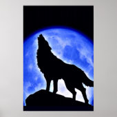 Wolf Howling bei Moon Poster Print - Wolf Poster (Vorne)