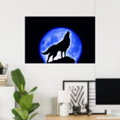 Wolf Howling bei Moon Poster Print - Wolf Poster (Heimbüro)