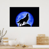 Wolf Howling bei Moon Poster Print - Wolf Poster (Küche)