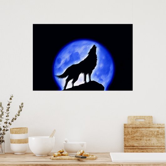 Wolf Howling bei Moon Poster Print - Wolf Poster (Küche)