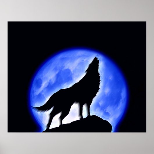 Wolf Howling bei Moon Poster Print - Wolf Poster (Vorne)