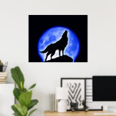 Wolf Howling bei Moon Poster Print - Wolf Poster (Heimbüro)