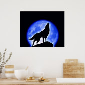 Wolf Howling bei Moon Poster Print - Wolf Poster (Küche)