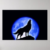 Wolf Howling bei Moon Poster Print - Wolf Poster (Vorne)