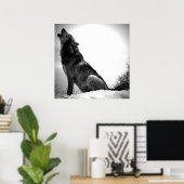 Wolf Howling bei Moon Poster Print - Wolf Poster (Heimbüro)