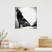 Wolf Howling bei Moon Poster Print - Wolf Poster (Küche)