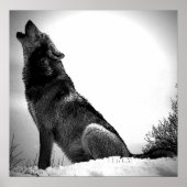 Wolf Howling bei Moon Poster Print - Wolf Poster (Vorne)